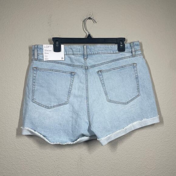Loft 12/31 Roll Short Denim Jeans Blue Washed Cut Off Curvy Mid Rise Cuffed Hem - Picture 2 of 12